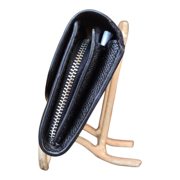 Coach Metallic Gold Black Leather Slim Long Multi-Compartment Wallet - Picture 6 of 13